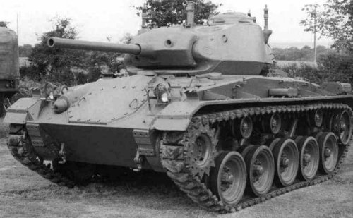 Left side and frontal view of a Light Tank, M24